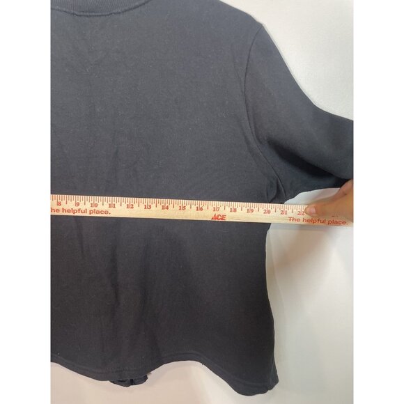 Zara Black Long Sleeve Knot Front Top Women's Size L Crew Neck Minimalist - Picture 5 of 7